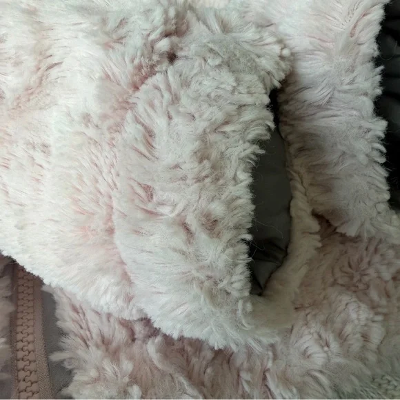 North Face Reversible Mossbud Swirl Puffer Coat Jacket Zip Gray Pink Girls L 14 - Picture 12 of 12